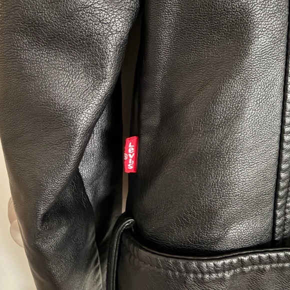Levi's Women's Faux Black Leather Moto Jacket, Size Small - Picture 6 of 9